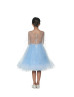Cape Sleeves Blue Beaded Tulle Flower Girl Dress